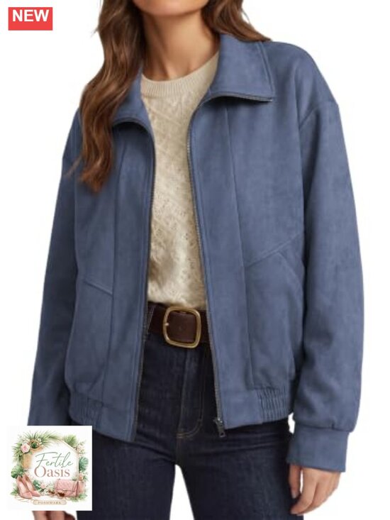 Jackets & Blazers - Faux Suede Zip-Up Jacket for Women Loose Fit Casual Coat